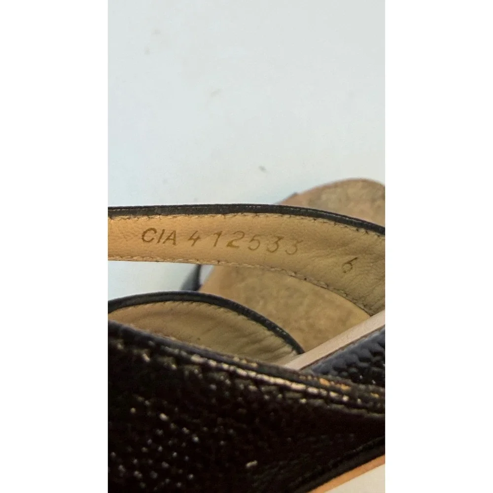Stuart Weitzman Black Textured Leather Strappy Slide Sandals Made in Spain sz 6 - Picture 8 of 8